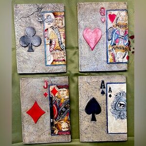 Stone looking hand painted Playing card plaques.